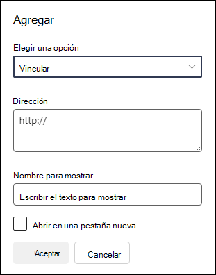 Agregar un vínculo a un menú de navegación en un sitio de grupo.
