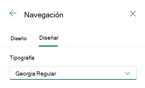 Navegación del sitio Sección tipográfica en Cambiar el aspecto con la lista de paquetes de fuentes para el texto del vínculo de navegación