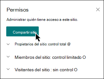 Vista previa del botón Compartir sitio