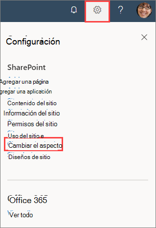 Imagen del panel de configuración del sitio