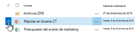 Seleccione un archivo haciendo clic en la marca de verificación a la izquierda del nombre
