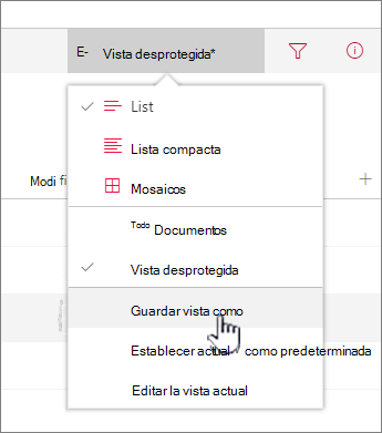 Haga clic en Guardar como para guardar la vista actualizada o nueva