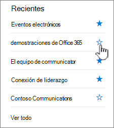 haga clic en el comienzo hueco situado junto a un sitio para seguirlo.
