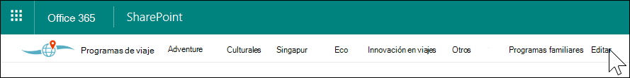 Navegación del concentrador de SharePoint