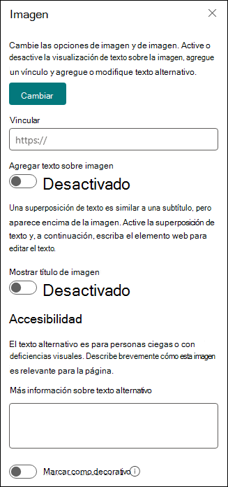 Cuadro de herramientas de elemento web de imagen
