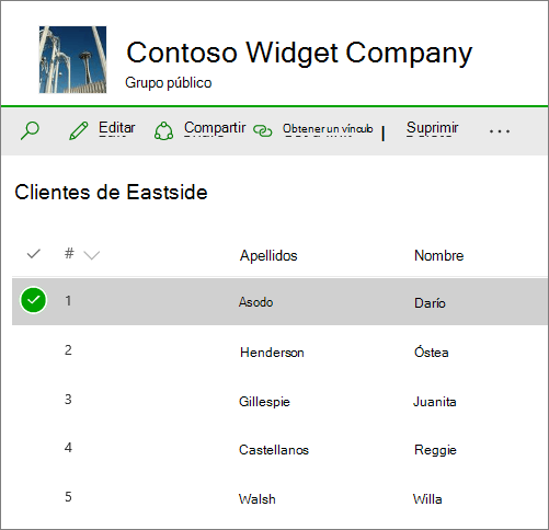 Lista en SharePoint Online