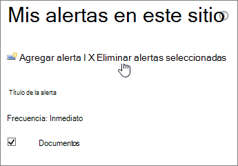 Mi administrador de alertas con la opción Eliminar alertas seleccionadas resaltada
