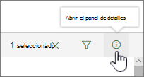 Botón Abrir el panel de detalles resaltado