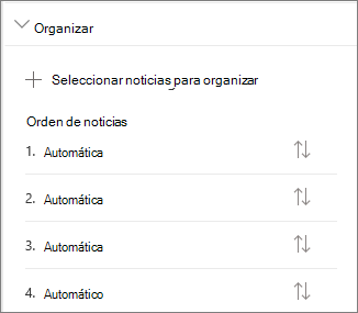 Sección Organizar noticias