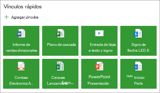 Vínculos rápidos en un diseño de mosaico