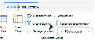 Vínculo Crear columna de la biblioteca de SharePoint Online