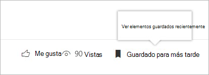 haz clic para ver el panel de elementos guardados recientemente