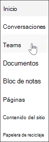 Vínculo de Microsoft Teams en la navegación del sitio de grupo de SharePoint