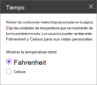 Panel de herramientas del tiempo