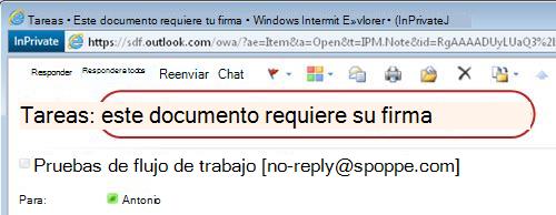 Texto identificativo en la notificación de tarea