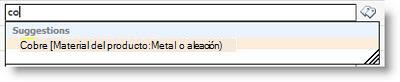 Cuando comienza a escribir, se le sugieren términos.