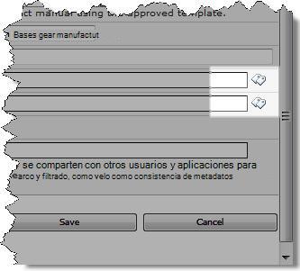 Iconos de etiquetas en el cuadro de diálogo Editar propiedades