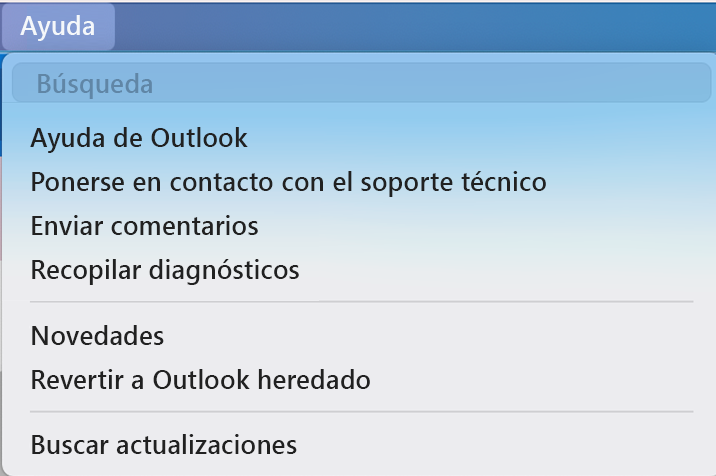 botón alternancia nuevas opciones outlook