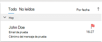 Ventana de elementos enviados de Outlook que muestra el correo electrónico marcado