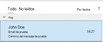 Ventana de elementos enviados de Outlook que muestra el correo electrónico enviado que ya no está marcado