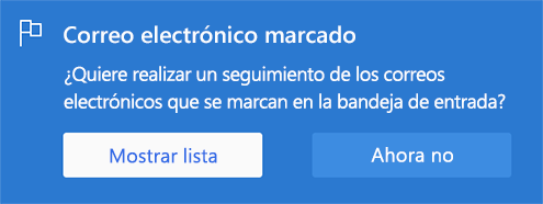 Opción para habilitar el correo electrónico marcado seleccionando Mostrar lista o Ahora no