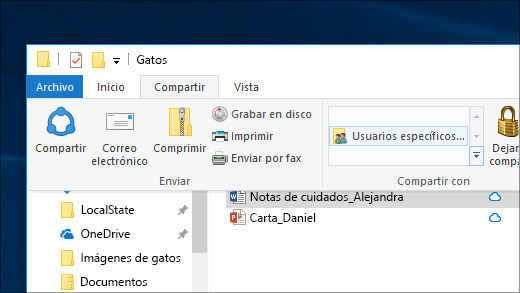 Compartir un archivo con personas específicas de una red
