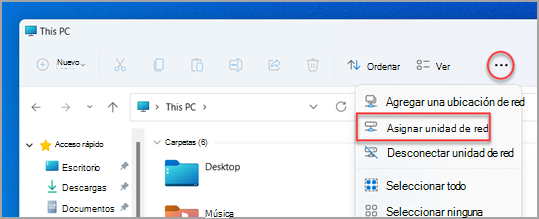 Dónde encontrar Asignar unidad de red en el Explorador de archivos de Windows 11