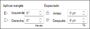 Cambiar la sangría y el espaciado en Word para la Web