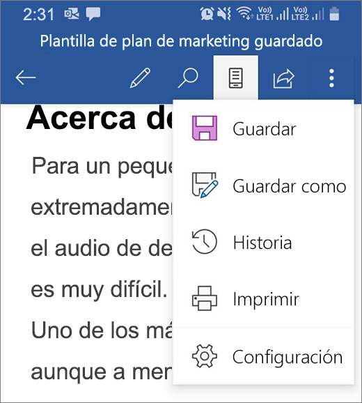 Historial en la lista desplegable Desbordamiento