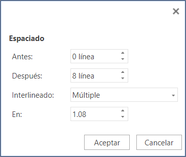 Cuadro de diálogo Párrafo
