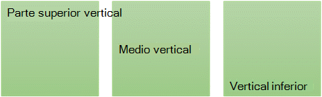 Tres opciones de alineación de texto vertical: superior, central e inferior