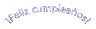Un ejemplo de WordArt que dice Feliz cumpleaños que es texto curvado.