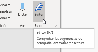 Elija Editor en la pestaña Inicio o presione F7 para abrir el panel del Editor.