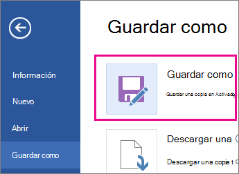 Guardar una copia en OneDrive