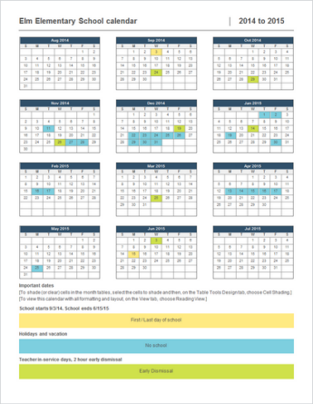 Plantilla de calendario