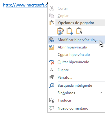 Editar un hipervínculo