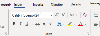 Grupo Fuente de la pestaña Inicio