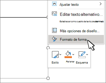 Elemento de menú Formato de forma seleccionado
