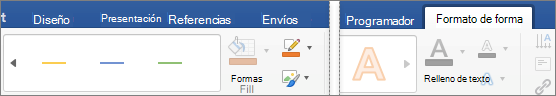 Pestaña Formato de forma con la galería Líneas