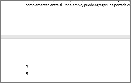 Párrafos vacíos en la parte superior de una página de Word