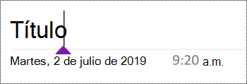 Campo de título de página en OneNote para Android.