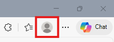Captura de pantalla que muestra el icono de perfil en Microsoft Edge