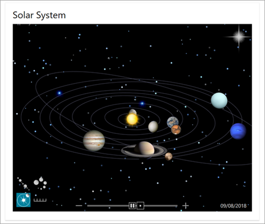 Captura de pantalla del sistema solar cuando se busca con Bing.