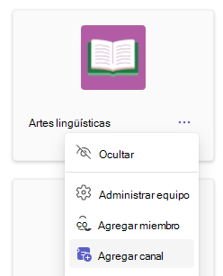 Captura de pantalla que muestra agregar canal.