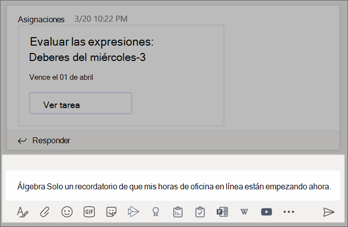 Captura de pantalla que muestra una publicación escrita en el cuadro de redacción.