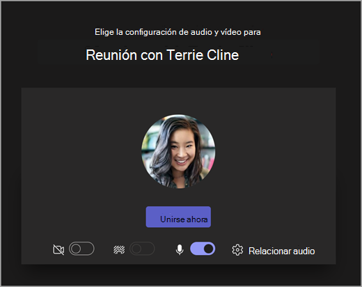 Captura de pantalla de la pantalla de inicio cuando el alumno inicia una reunión en Microsoft Teams para Educación.