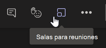 Captura de pantalla que muestra el botón Salas para sesión de subgrupo en la barra de control de una reunión de Teams.