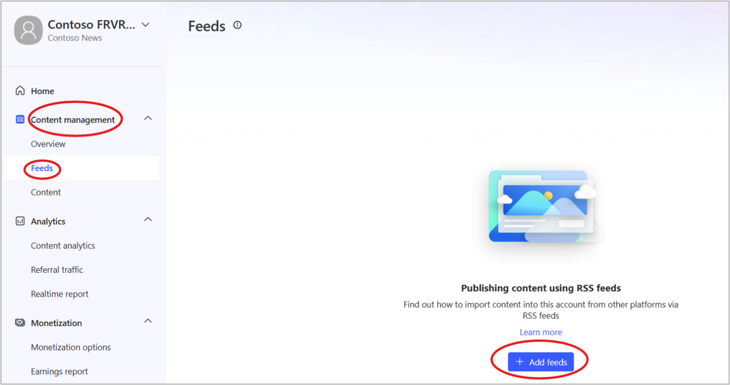Cómo configurar una nueva fuente en MSN Partner Hub