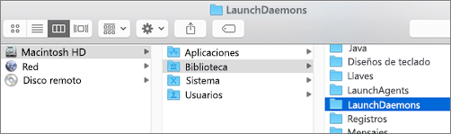 Vaya a la carpeta Biblioteca y, a continuación, a la carpeta LaunchDaemons