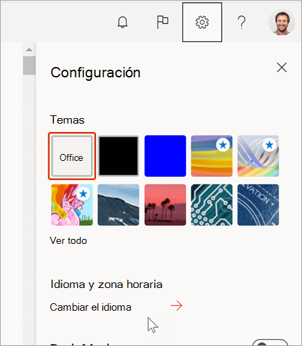 Panel de configuración de Microsoft 365